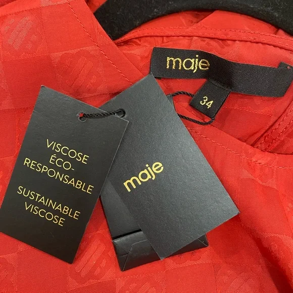 BNWOT Maje Romasy Balloon-Sleeved Flared Jacquard Mini Dress - Picture 9 of 13